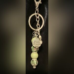 “WITH GOD ALL THINGS ARE POSSIBLE” PURSE KEYCHAIN CROSS, ANGEL CHARMS HANDMADE
